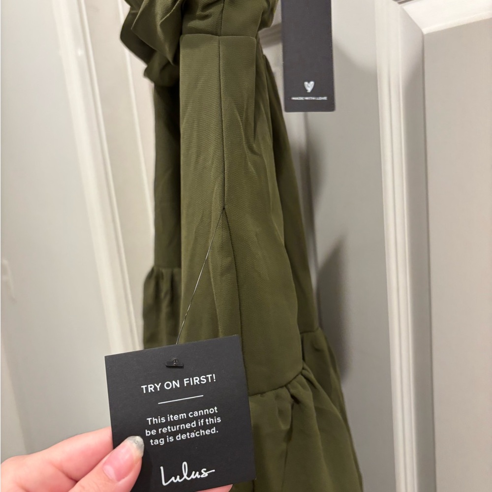 Lulu's Olive Green Ruffled Maxi Dress - Picture 7 of 7